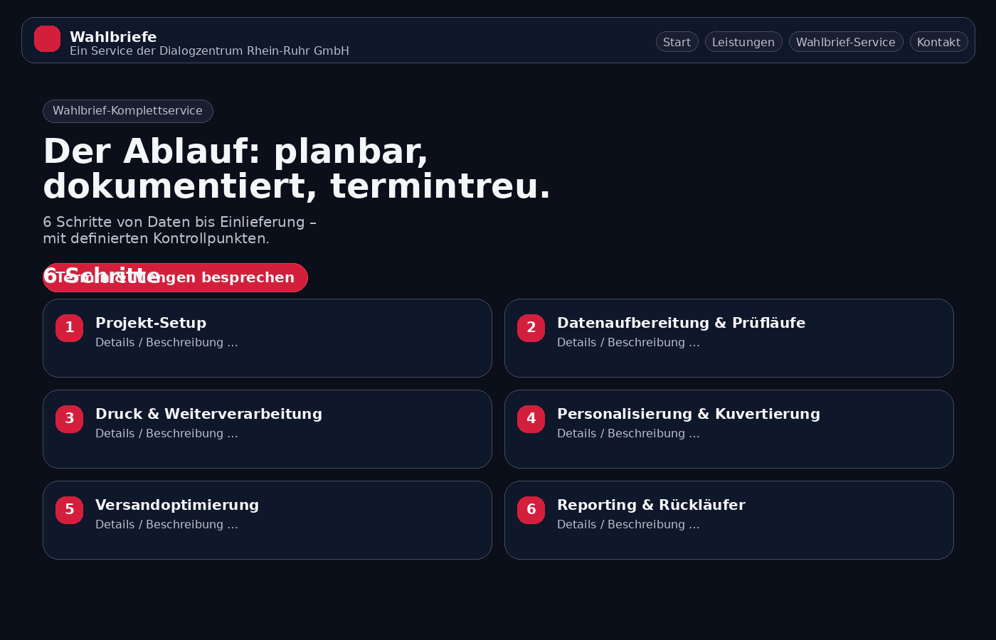 Mockup Service-Seite